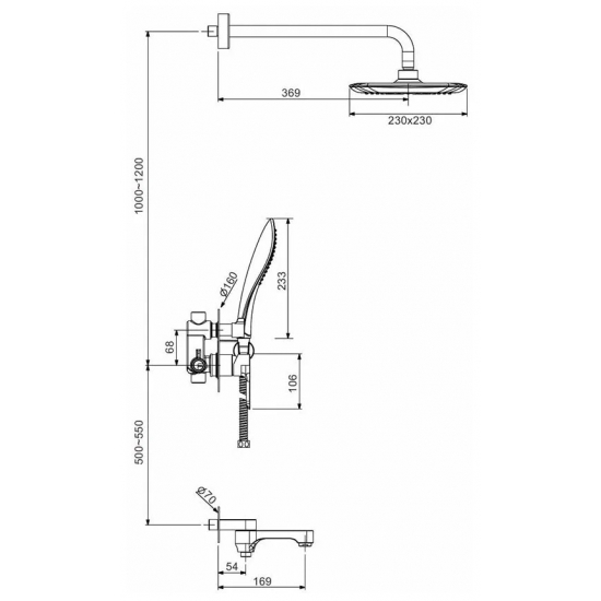 Душевой комплект GAPPO G48-8 G7148-8 белый / хром С ВНУТРЕННЕЙ ЧАСТЬЮ