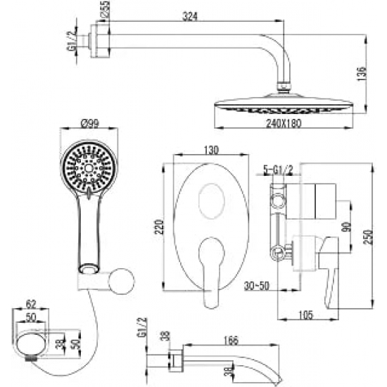 Душевой комплект LEMARK Atlantiss LM3222C С ВНУТРЕННЕЙ ЧАСТЬЮ