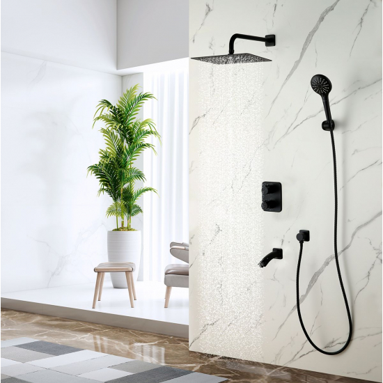 Душевой комплект LEMARK Bronx LM3742BL чёрный С ВНУТРЕННЕЙ ЧАСТЬЮ