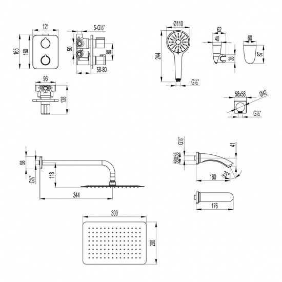 Душевой комплект LEMARK Bronx LM3742GM графит С ВНУТРЕННЕЙ ЧАСТЬЮ
