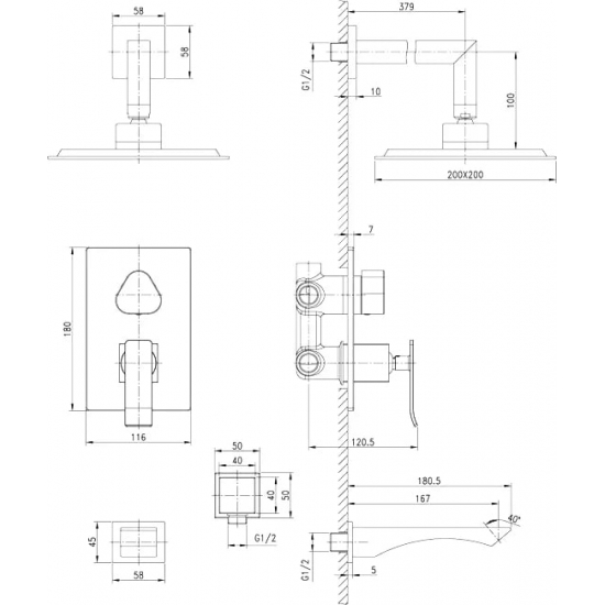 Душевой комплект LEMARK Contest LM5822CW хром / белый С ВНУТРЕННЕЙ ЧАСТЬЮ