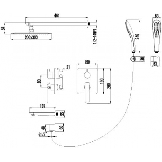 Душевой комплект LEMARK Melange LM4922CW хром / белый С ВНУТРЕННЕЙ ЧАСТЬЮ