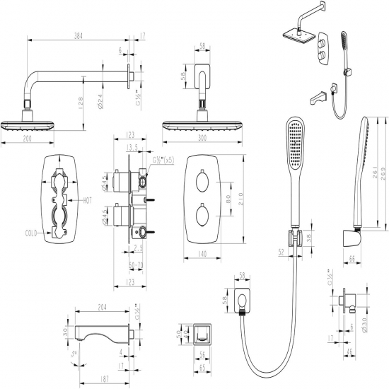 Душевой комплект LEMARK Ursus LM7242BL чёрный С ВНУТРЕННЕЙ ЧАСТЬЮ