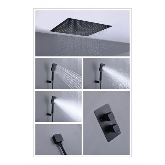 Душевой комплект встраиваемый термостатический TIMO Petruma SX-5019/03SM чёрный С ВНУТРЕННЕЙ ЧАСТЬЮ