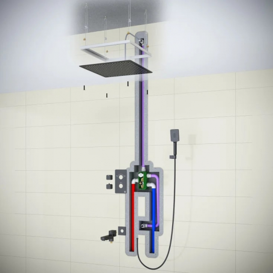 Душевой комплект встраиваемый термостатический TIMO Petruma SX-5019/03SM чёрный С ВНУТРЕННЕЙ ЧАСТЬЮ