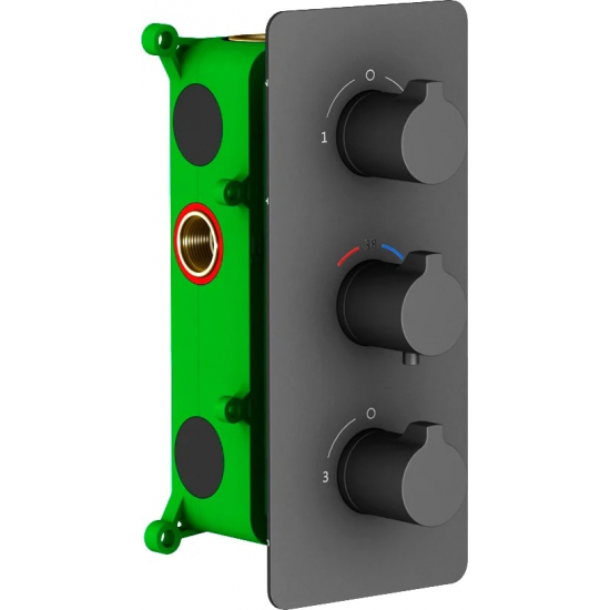 Душевой комплект встраиваемый термостатический TIMO Petruma SX-5049/03SM чёрный С ВНУТРЕННЕЙ ЧАСТЬЮ