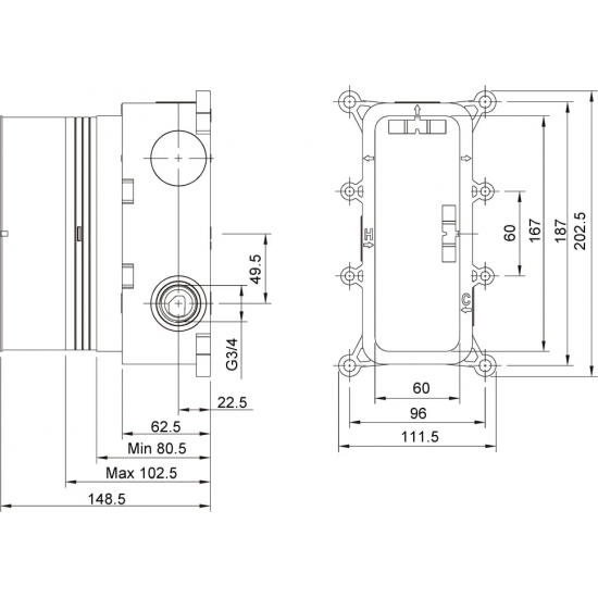 Душевой комплект встраиваемый термостатический TIMO Petruma SX-5059/03SM чёрный С ВНУТРЕННЕЙ ЧАСТЬЮ