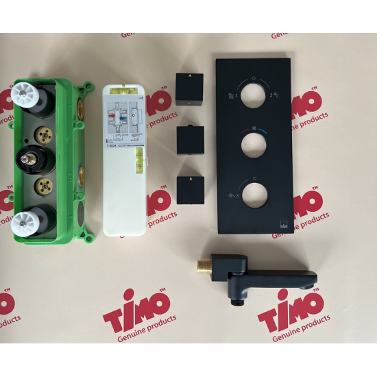 Душевой комплект встраиваемый термостатический TIMO Petruma SX-5079/03SM чёрный С ВНУТРЕННЕЙ ЧАСТЬЮ