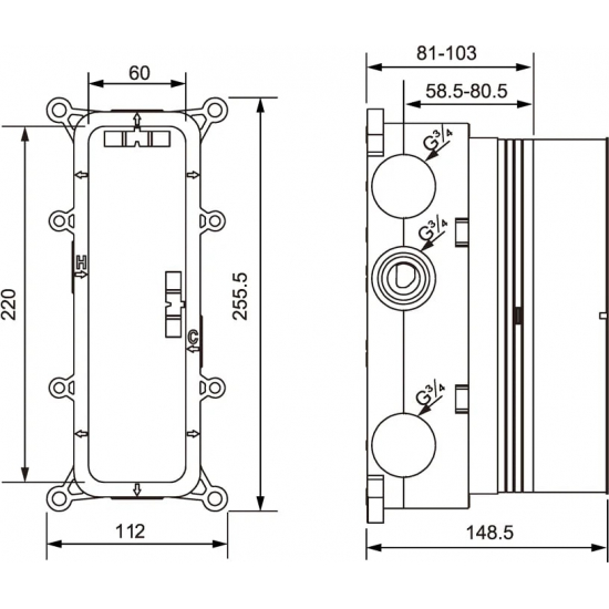 Душевой комплект встраиваемый термостатический TIMO Petruma SX-5079/03SM чёрный С ВНУТРЕННЕЙ ЧАСТЬЮ