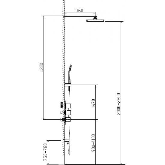 Душевой комплект встраиваемый термостатический TIMO Tetra-Thermo SX-0179/00SM С ВНУТРЕННЕЙ ЧАСТЬЮ