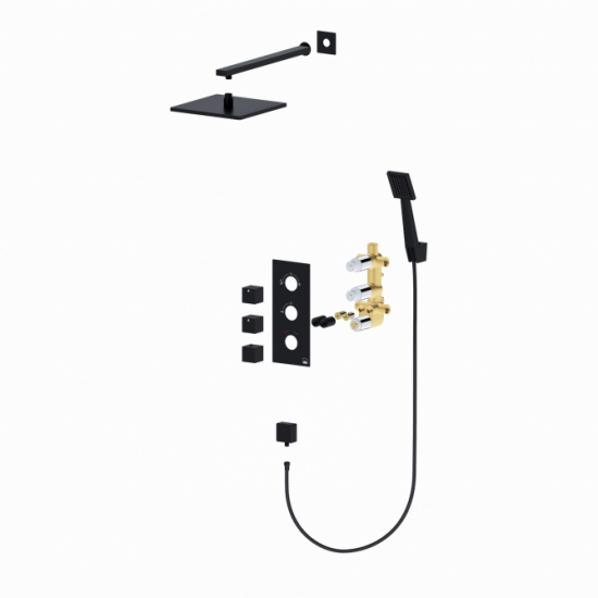 Душевой комплект встраиваемый термостатический TIMO Tetra-Thermo SX-0179/03SM чёрный 