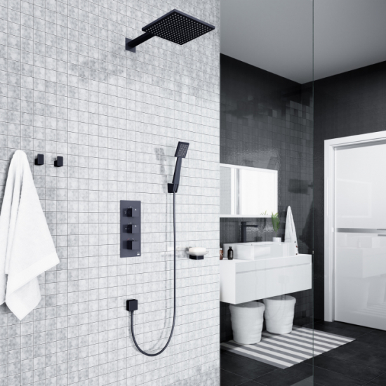 Душевой комплект встраиваемый термостатический TIMO Tetra-Thermo SX-0179/03SM чёрный 