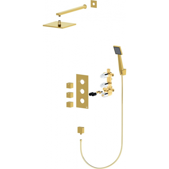 Душевой комплект встраиваемый термостатический TIMO Tetra-Thermo SX-0179/17SM золото 