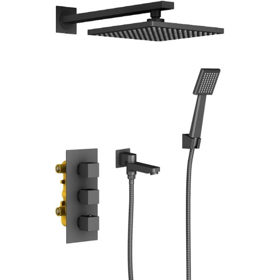 Душевой комплект встраиваемый термостатический TIMO Tetra-Thermo SX-0199/03SM чёрный