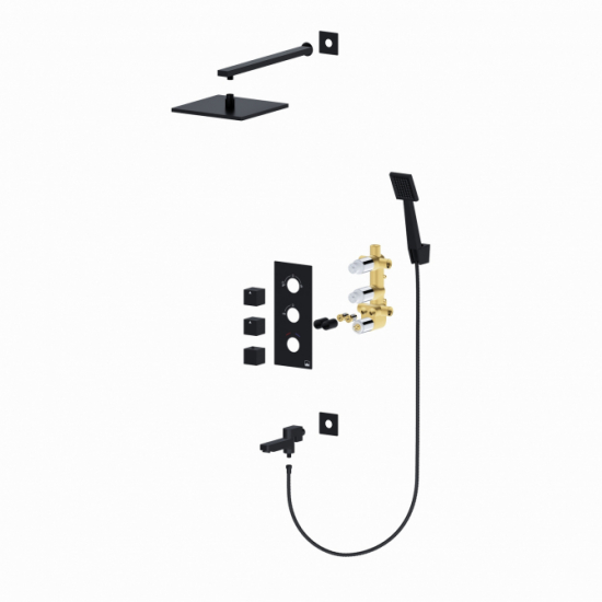 Душевой комплект встраиваемый термостатический TIMO Tetra-Thermo SX-0199/03SM чёрный