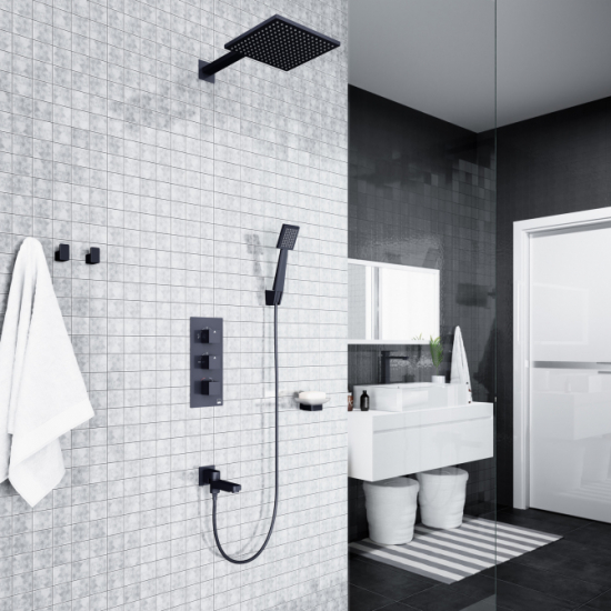 Душевой комплект встраиваемый термостатический TIMO Tetra-Thermo SX-0199/03SM чёрный