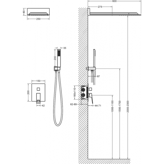 Душевой комплект встраиваемый TIMO Briana SX-7139/00SM С ВНУТРЕННЕЙ ЧАСТЬЮ