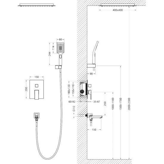 Душевой комплект встраиваемый TIMO Selene SX-2039/00SM С ВНУТРЕННЕЙ ЧАСТЬЮ