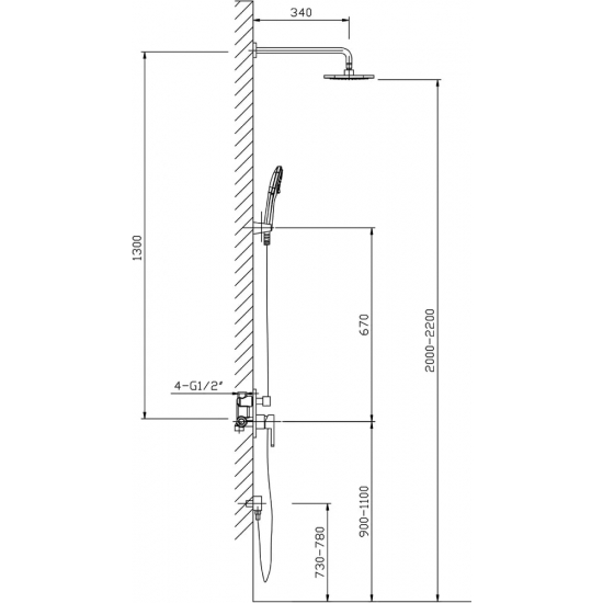 Душевой комплект встраиваемый TIMO Selene SX-2069/00SM (1113) С ВНУТРЕННЕЙ ЧАСТЬЮ