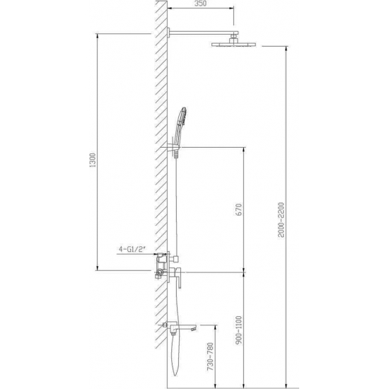 Душевой комплект встраиваемый TIMO Selene SX-3069/00SM (1013) С ВНУТРЕННЕЙ ЧАСТЬЮ