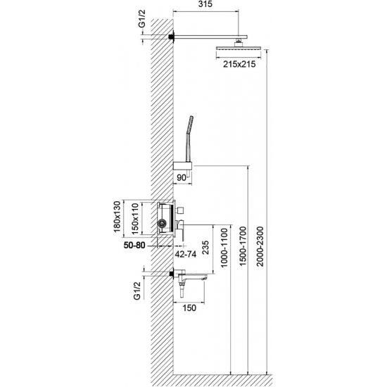 Душевой комплект встраиваемый TIMO Selene SX-3069/17SM золото С ВНУТРЕННЕЙ ЧАСТЬЮ