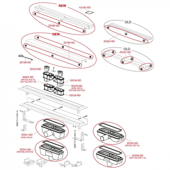 Душевой лоток ALCA PLAST Professional APZ1106-1150 с опорами, низкий
