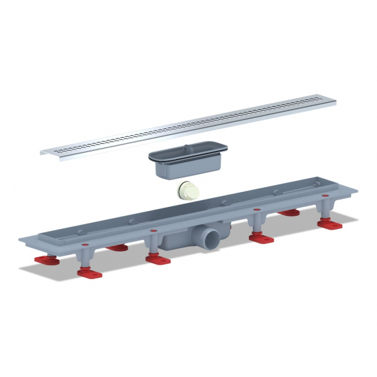 Душевой лоток АНИ ПЛАСТ TL1285G решётка РИФ 850х62 мм. глянцевая, комбинированный затвор