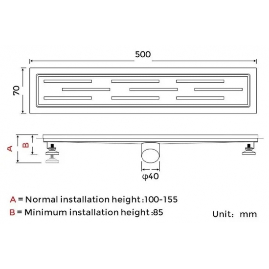 Душевой лоток GAPPO G85007-1 70x500 комбинированный затвор