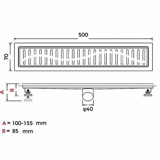 Душевой лоток GAPPO G85007-3 70x500 комбинированный затвор