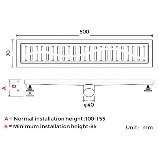 Душевой лоток GAPPO G85007-36 70x500 черный комбинированный затвор