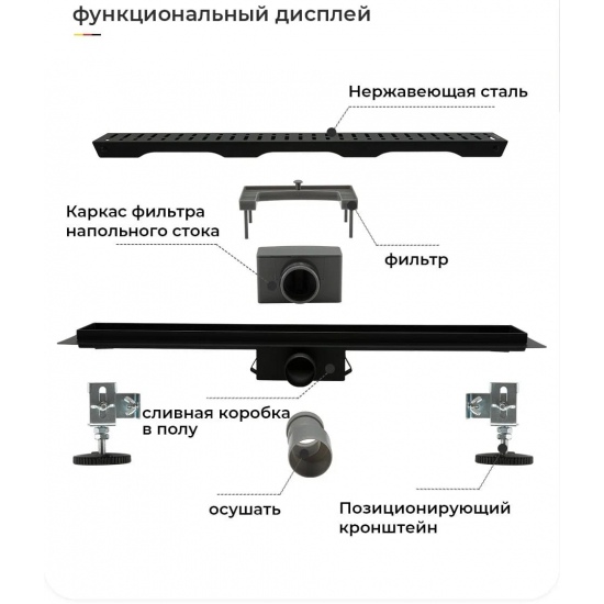 Душевой лоток GAPPO G86007-36 70x600 черный комбинированный затвор