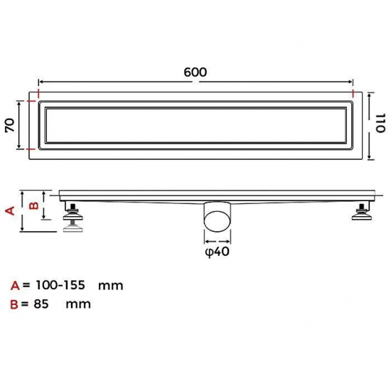 Душевой лоток GAPPO G86007-4 70x600 комбинированный затвор