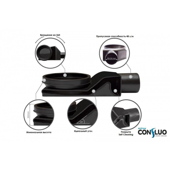 Душевой лоток Pestan Confluo Frameless Line 850 хром матовый