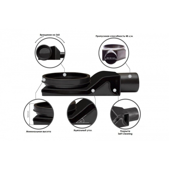 Душевой лоток Pestan Confluo Frameless Line 950 чёрный матовый