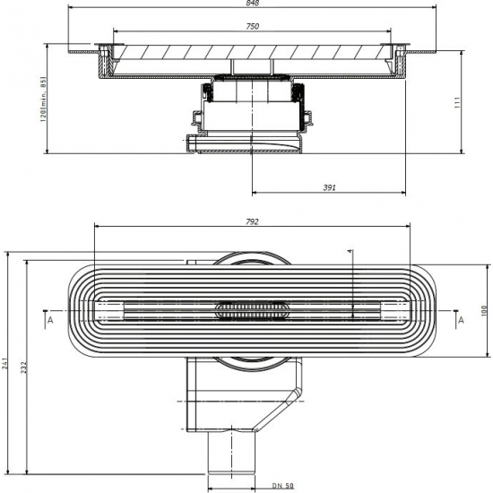 Душевой лоток Pestan Confluo Slim Line 750 хром