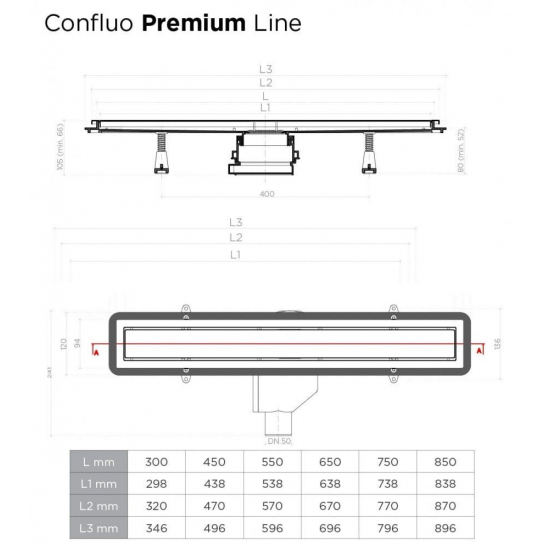 Душевой лоток Pestan Premium Line 650 хром