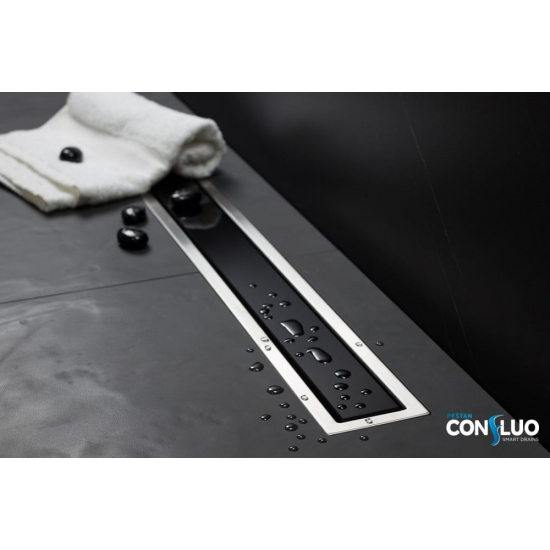 Душевой лоток Pestan Premium Line Black Glass 300 чёрный/хром