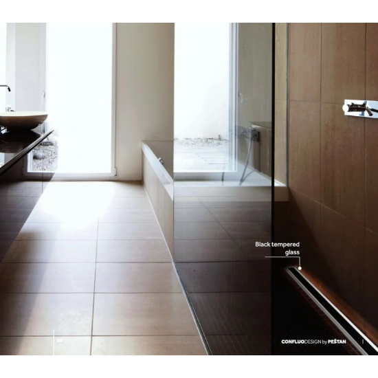 Душевой лоток Pestan Premium Line Black Glass 300 чёрный/хром