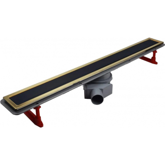 Душевой лоток Pestan Premium Line Black Glass Gold 550 чёрный/золото