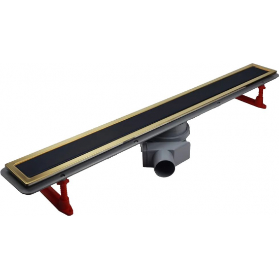 Душевой лоток Pestan Premium Line Black Glass Gold 550 чёрный/золото