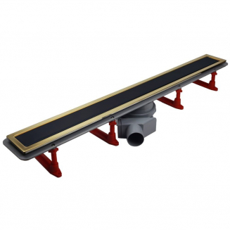 Душевой лоток Pestan Premium Line Black Glass Gold 750 чёрный/золото