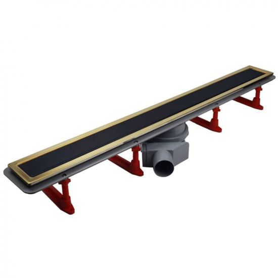 Душевой лоток Pestan Premium Line Black Glass Gold 850 чёрный/золото