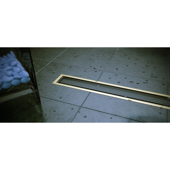 Душевой лоток Pestan Premium Line Black Glass Gold 850 чёрный/золото