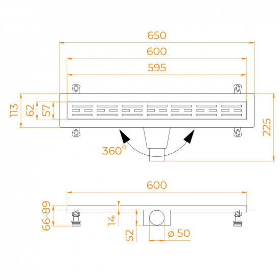 Душевой лоток RGW Drain Leo-30 60 см, чёрный