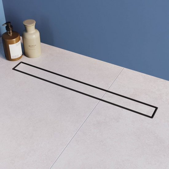 Душевой лоток RGW Drain Leo-31 60 см, решетка под плитку, чёрный