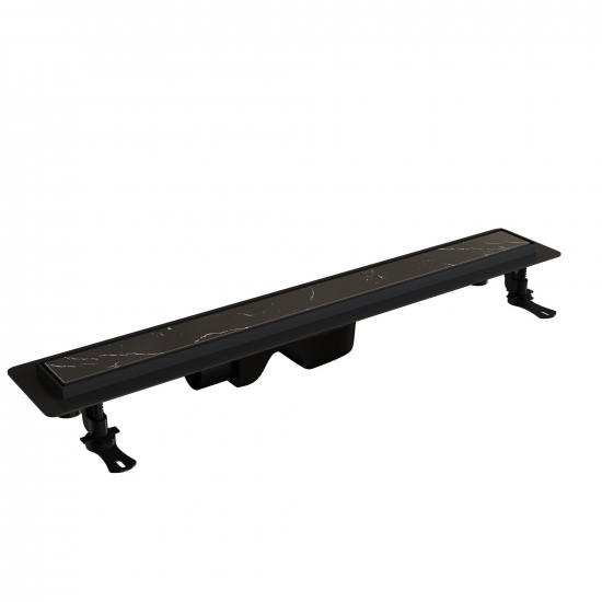 Душевой лоток RGW Drain Leo-31 80 см, решетка под плитку, чёрный