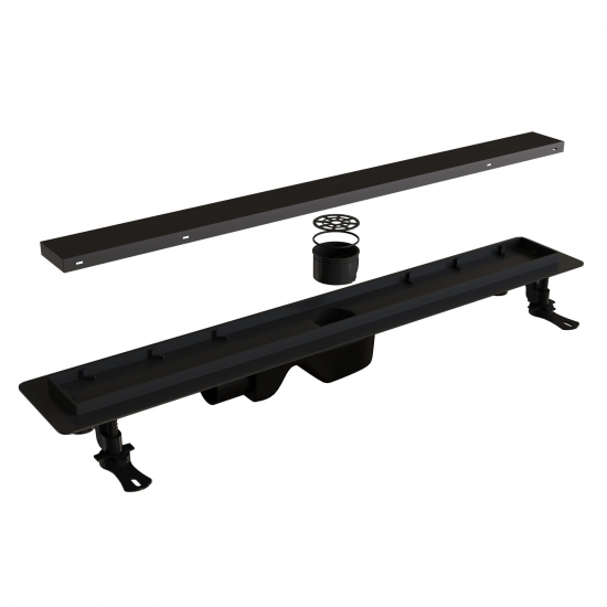 Душевой лоток RGW Drain Leo-31 80 см, решетка под плитку, чёрный