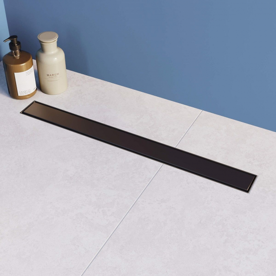 Душевой лоток RGW Drain Leo-31 80 см, решетка под плитку, чёрный