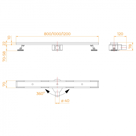 Душевой лоток RGW SDR-08 80 см, решетка под плитку