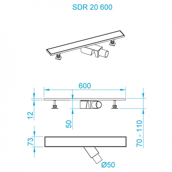 Душевой лоток RGW SDR-20B 60 см, чёрный